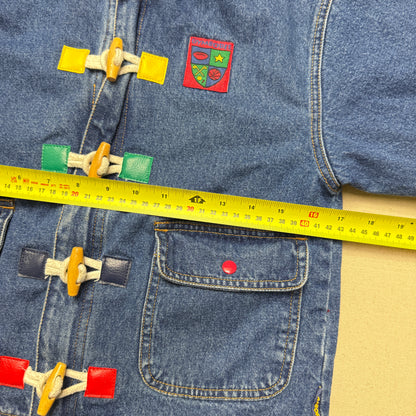 90s Kids Vintage Gymboree Rainbow Tag Quilted Lined Denim Toggle Jacket / 5y 6y 7y
