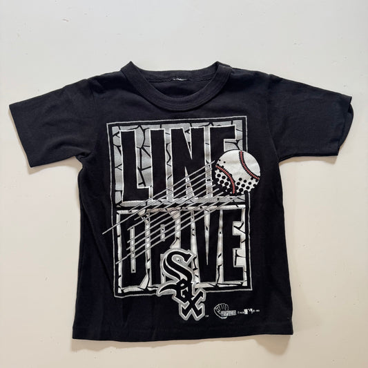 Early 1990s Kids Toddler Vintage MLB SOX Line Drive Black Short Sleeve T-Shirt 2Y 3Y