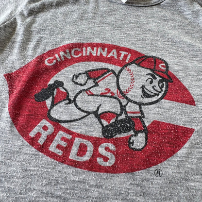 80s Kids Vintage MLB Cincinnati Reds Gray Short Sleeve Single Stitch T-Shirt M 12Y 13Y 14Y Made in USA