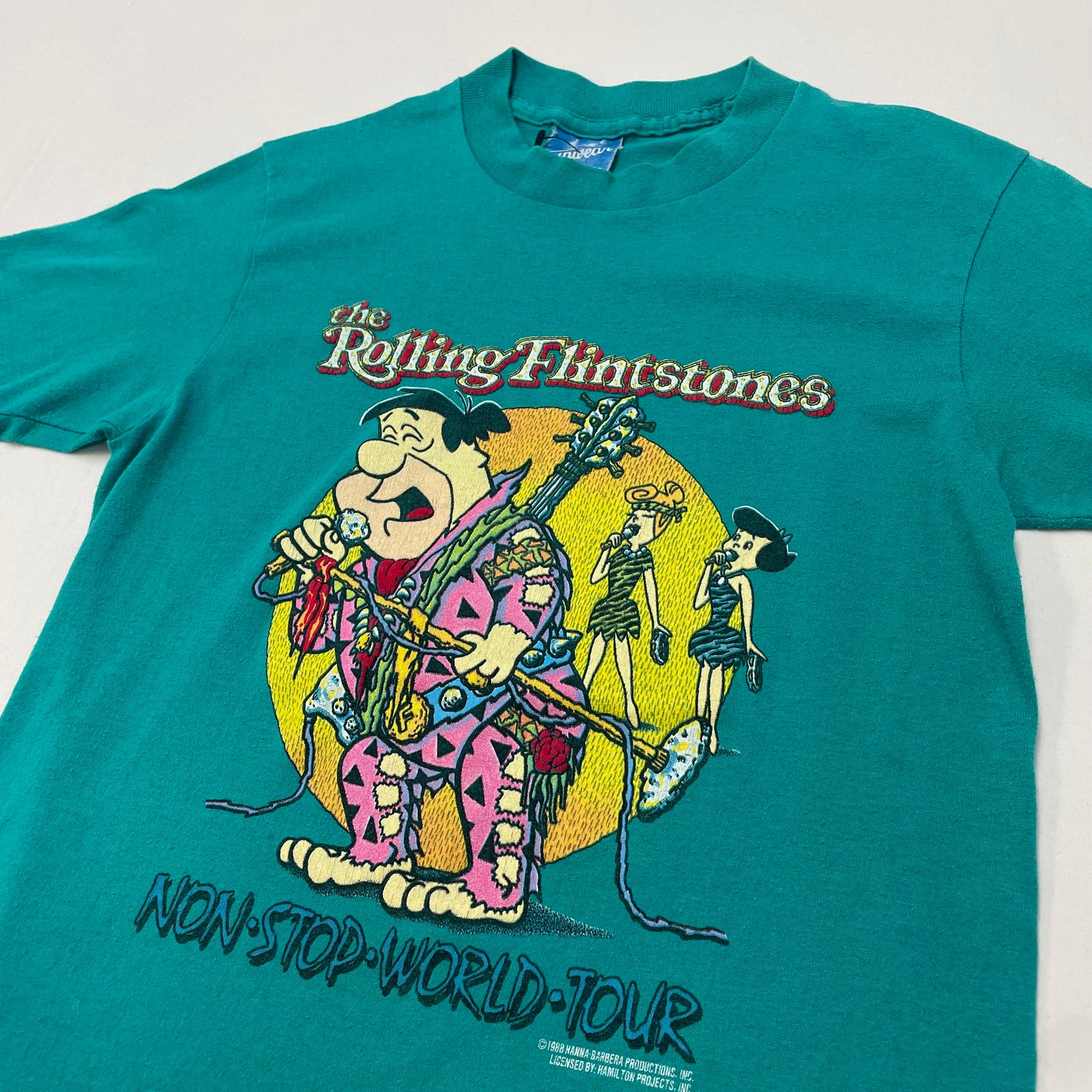 1988 Kids The Rolling Flintstone World Tour Tshirt 9-11y Baby Tee