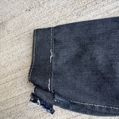 80s Kids Toddler Vintage Dark Denim Snap Double Pocket Long Sleeve Jacket With Cute Embroidered Patches Front And Back 4Y 5Y