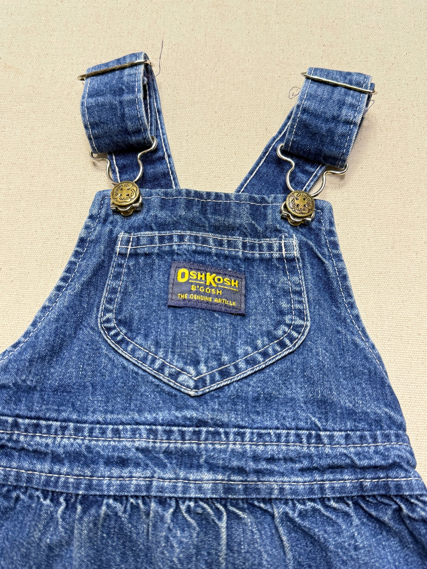 90s Kids Toddler Vintage Oshkosh Bgosh Cross Back Simple Casual Denim Dress / 18m 24m 2T / Made in USA