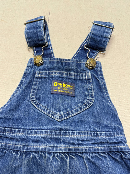 90s Kids Toddler Vintage Oshkosh Bgosh Cross Back Simple Casual Denim Dress / 18m 24m 2T / Made in USA