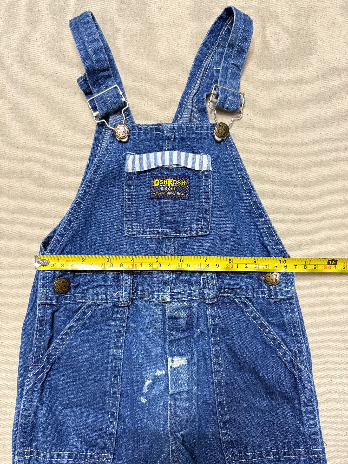 ASIS / 80s Kids Toddler Vintage Oshkosh Bgosh Stripe Pattern Denim Overall / 3T 4T / Made in USA