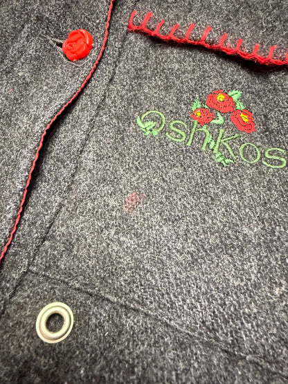 80s 90s Kids Vintage Oshkosh Bgosh Flower Rose Buttons A Line Lined Wool Jacket / 6y 7y