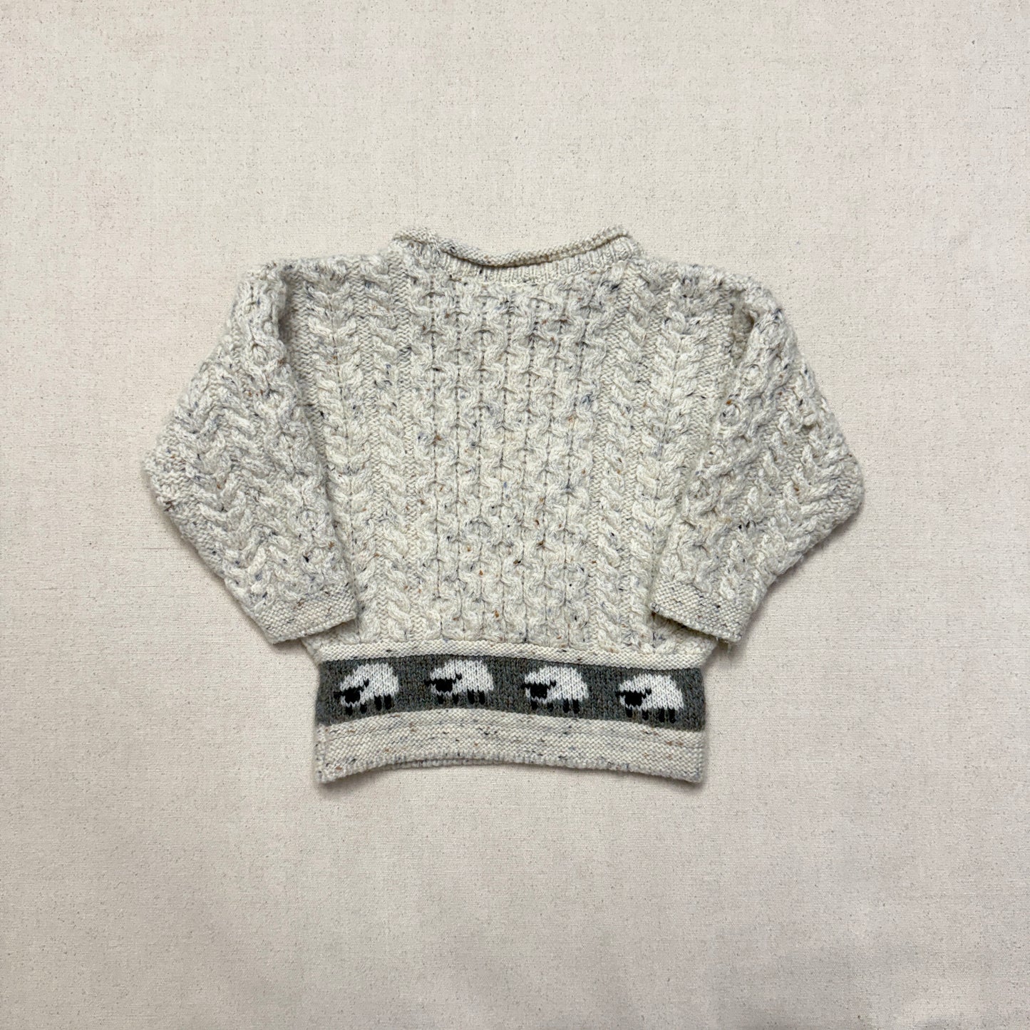 90s Kids Toddler Vintage Sheep Pattern Glencroft Pure Wool irish Fisherman Knit Sweater / 2T 3T