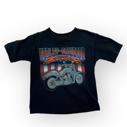 Kids Vintage Black Harley Davidson Motorcycle T-Shirt 4Y 5Y 6Y