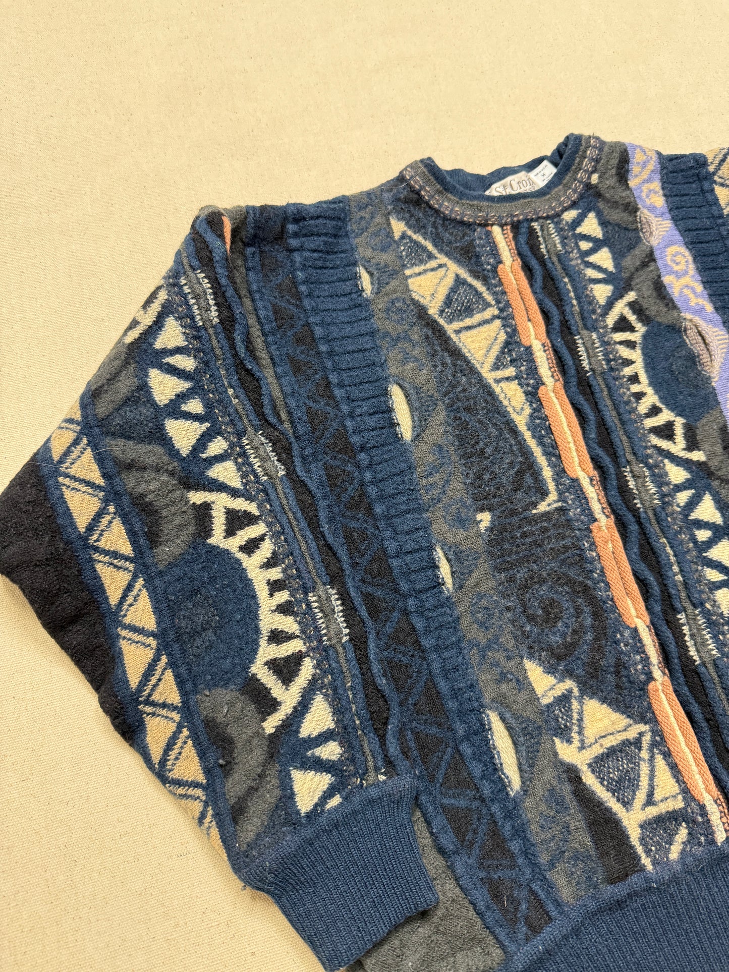 90s Kids Youth Vintage Coogi Style 100% Pure Wool Sweater / Made in USA / 7y 8y 9y