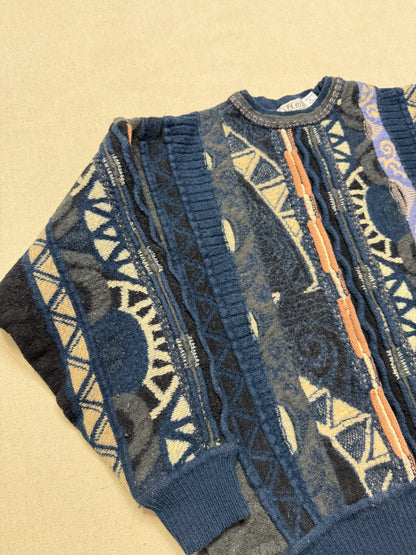 90s Kids Youth Vintage Coogi Style 100% Pure Wool Sweater / Made in USA / 7y 8y 9y