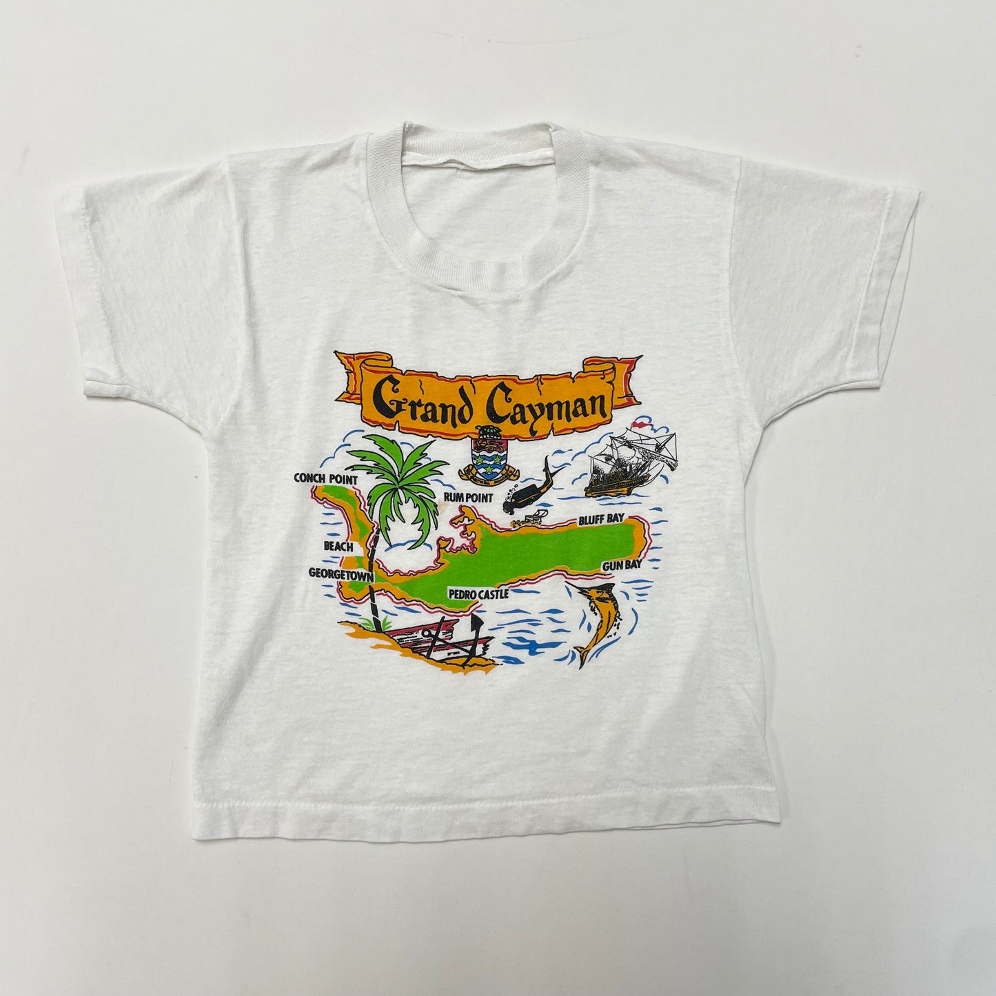 80s 90s Kids Toddler Vintage Grand Cayman, Cayman Islands Geologic Map Souvenir Tshirt / 3y 4y 5y