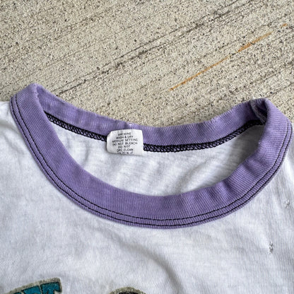 70s Kids Vintage Sparkly RIBET Frog Print Rangler T-Shirt M 7Y 8Y 9Y Baby Tee Made In USA