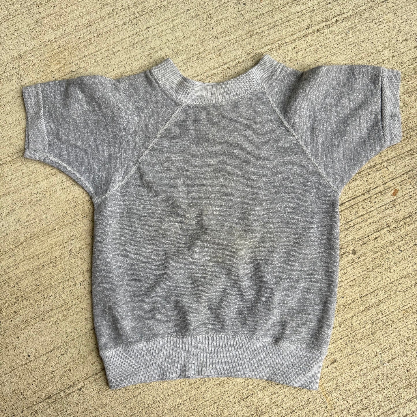 80s Kids Toddler Vintage Short Sleeve Pullover Gray Plain Crew Sweatshirt 2Y 3Y 4Y