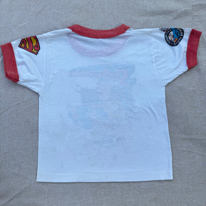 80s Kids Toddler Vintage Ringer Superman Special 50Th Birthday Design Short Sleeve White T-Shirt  3Y 4Y 5Y