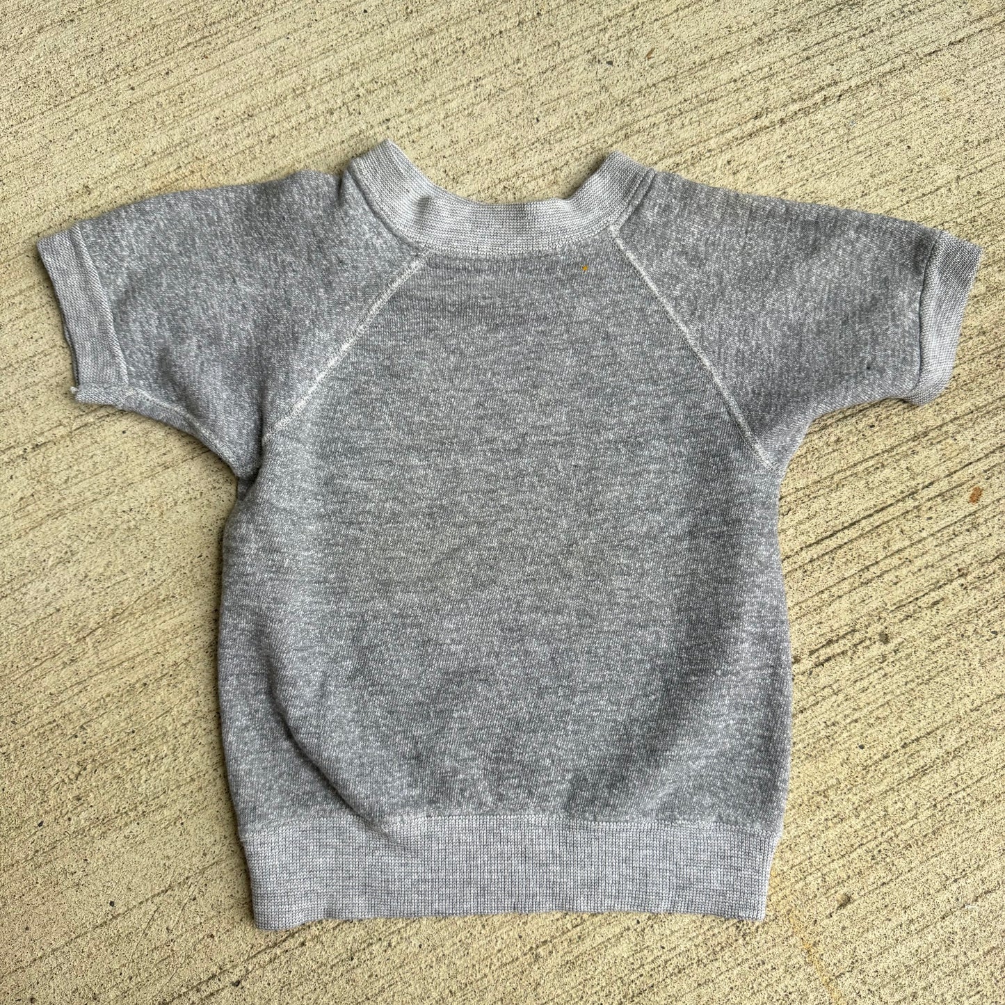 80s Kids Toddler Vintage Short Sleeve Pullover Gray Plain Crew Sweatshirt 2Y 3Y 4Y