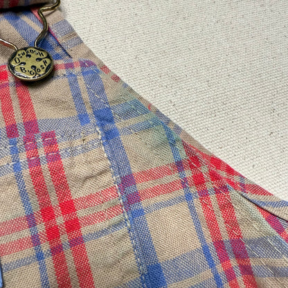 90s Kids Toddler Vintage Oshkosh Bgosh Brown Plaid Cotton Shortall / 2T 3T