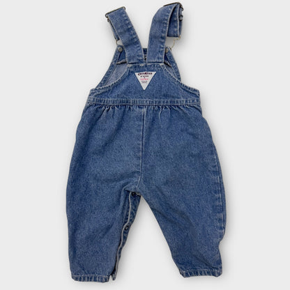 90s Baby Vintage 100% Cotton Denim Bubble Oshkosh B’Gosh Vestbak Overall 12m Pink Label