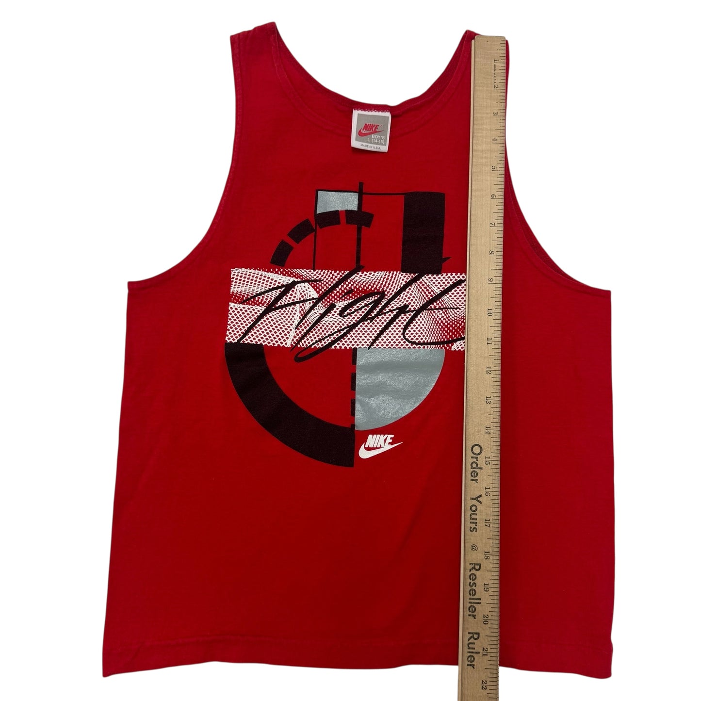 90s Kids Vintage Nike Flight Red Sleeveless 100% Cotton Tank Top L Made in USA