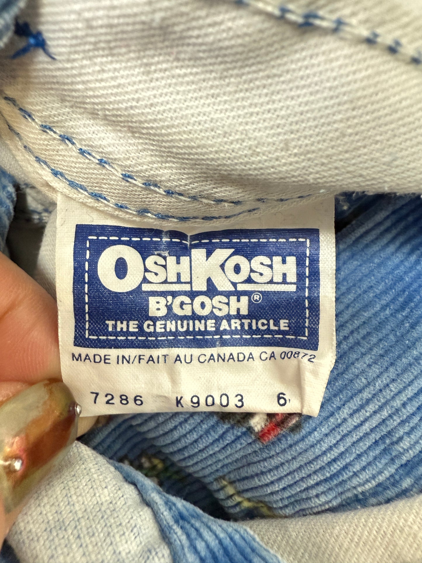 90s Kids Toddler Vintage Oshkosh Bgosh Construction Trucks AOP Blue Corduroy Overall / 5T 6y