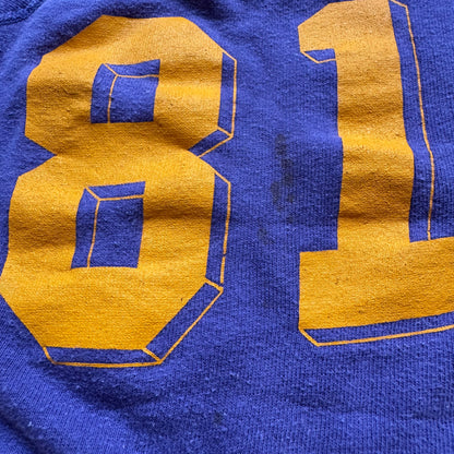 70s 80s Kids Toddler Vintage Purple Long Sleeve Crew Pullover Yellow 81 Print Front and Back and Sleeves 2T 3T 4T