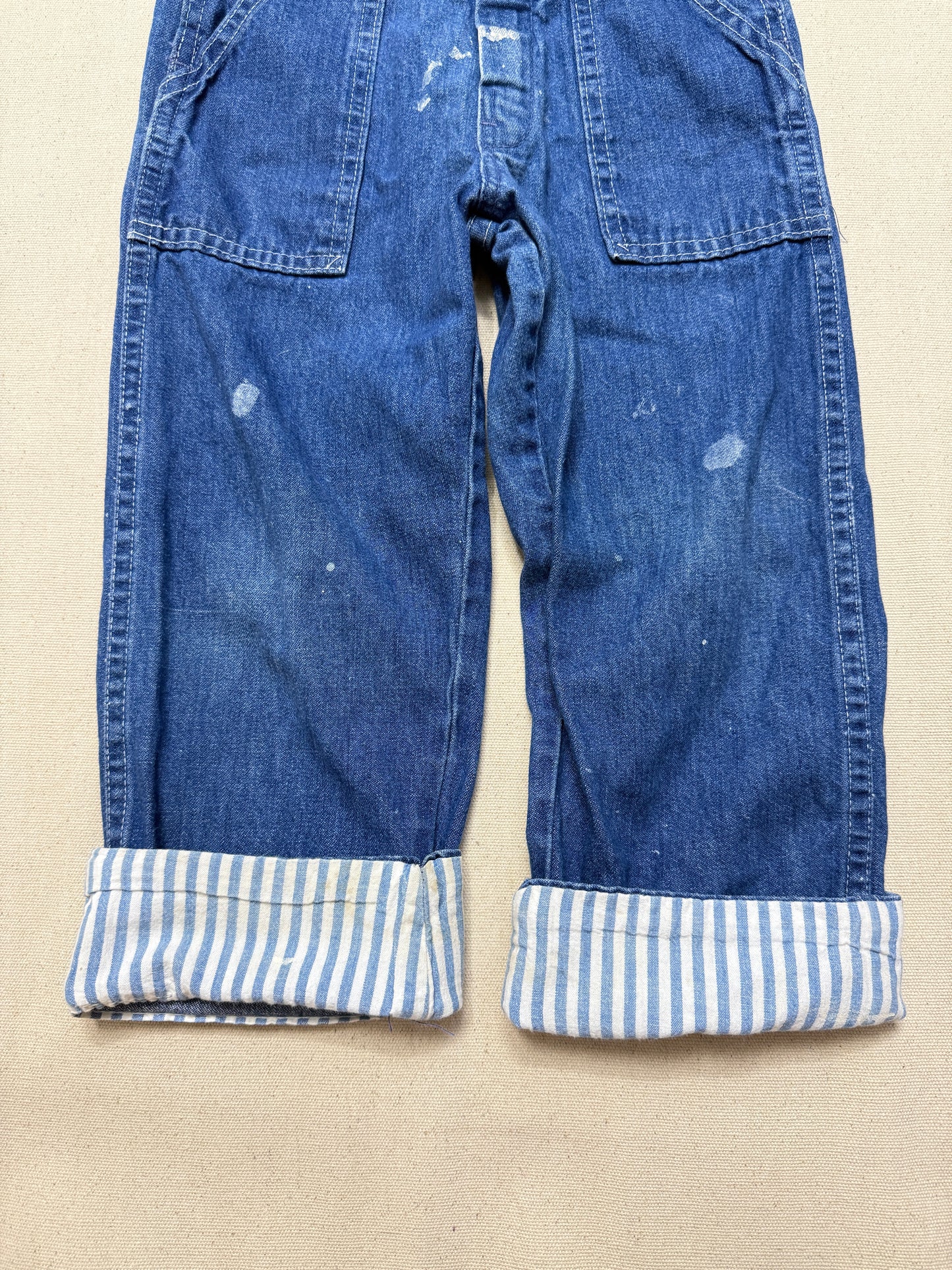 ASIS / 80s Kids Toddler Vintage Oshkosh Bgosh Stripe Pattern Denim Overall / 3T 4T / Made in USA