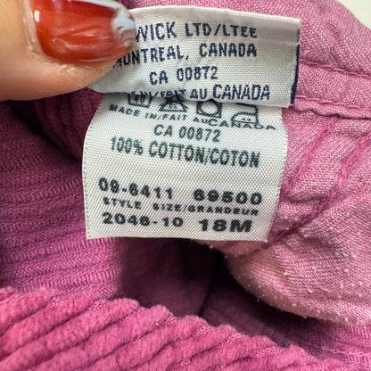 2000s Kids Toddler Infant Baby B’Gosh Oshkosh Purple Mauve Cordury Overall/18m/ Made in Canada