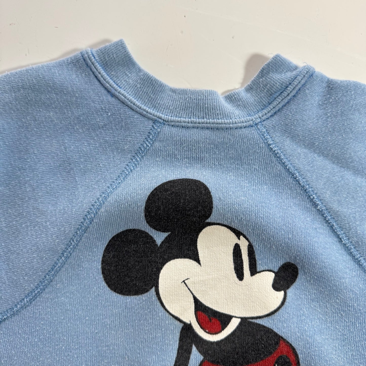 80s Kids Vintage Disney Mickey Mouse Light Blue Pullover Crew Sweatshirt M 6Y 7Y 8Y Made in USA