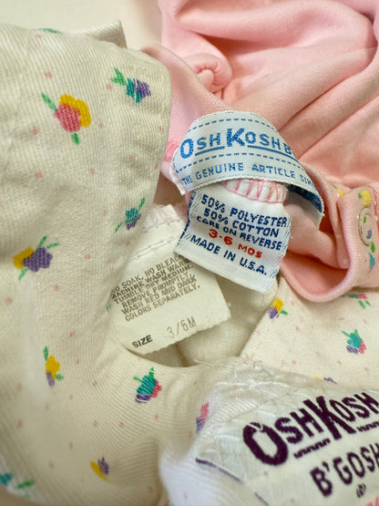 90s Kids Infant Baby Vintage Oshkosh Bgosh Floral AOP Longsleeve Shirt and Overall 2pc Set / 0m 3m / Made in USA