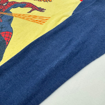 70s Kids Vintage The Amazing Spider-Man 3 Colour Long Sleeve  Yellow Red Navy Shirt 10Y 11Y 12Y