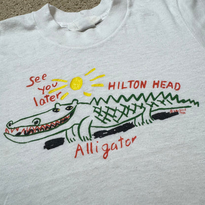 1986 Kids Vintage See You Later Alligator White Short Single Stitch Sleeve T-Shirt 4Y 5Y 6Y Made in USA