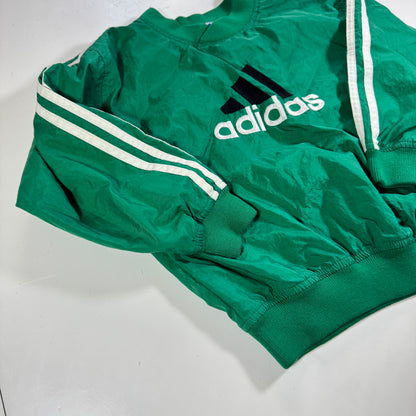 90s Kids Vintage Adidas Light Weight Green Lined Windbreaker Jacket Sweatshirt Big Logo M 5Y