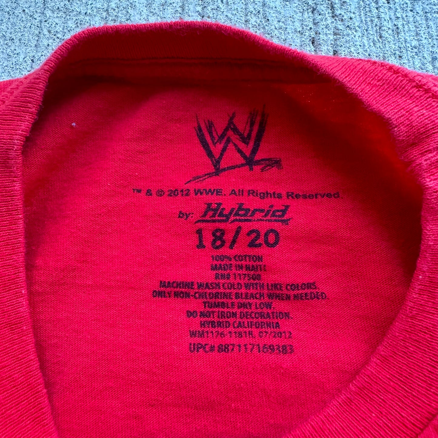 2012 Kids Youth Vintage WWE John Cena Red/Black 100% Cotton Long Sleeve Big Logo Size 18Y-20Y 11Y 12Y 13Y