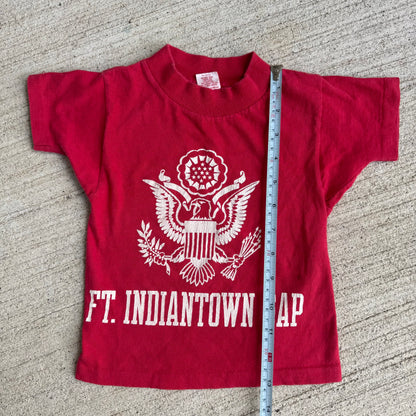 70s Kids Toddler Vintage Red Ft. Indiantown Gap Military Single Stitch Short Sleeve T-Shirt XS 2T 3T 4T Made in USA