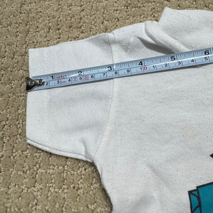 1995 90s Infant Baby Tee “Will Work For Milk” White Single Stitch Short Sleeve T-Shirt 18 months Made in USA