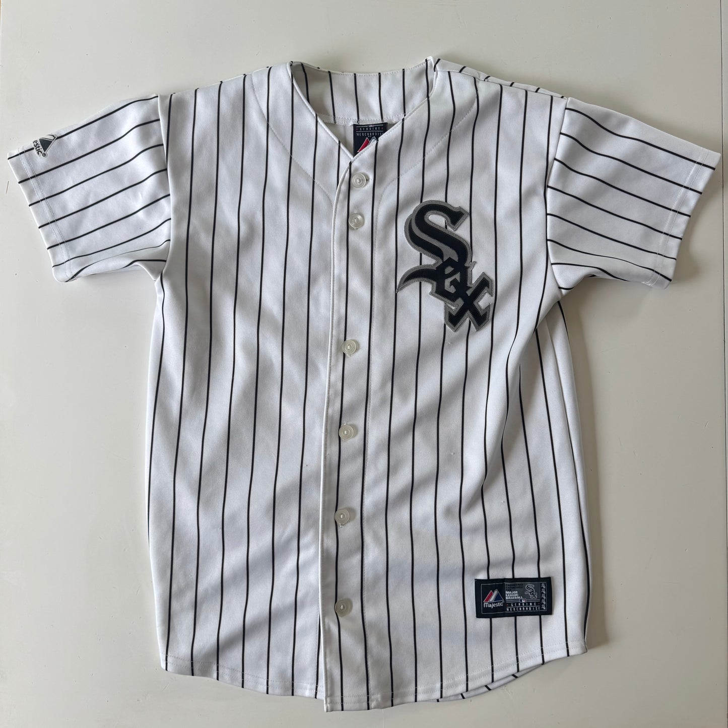 90s Kids Vintage MLB Majestic Jersey Chicago White Sox White/Black 23 Dye Button Up 11Y 12Y 13Y 14Y