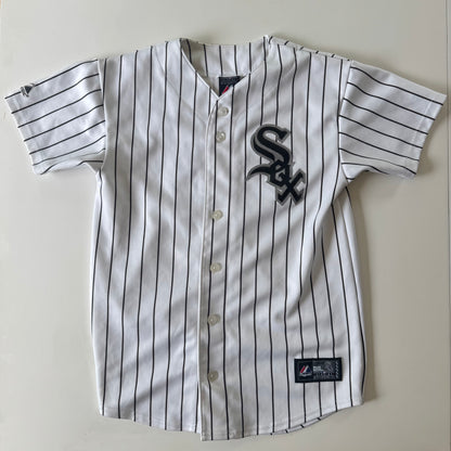 90s Kids Vintage MLB Majestic Jersey Chicago White Sox White/Black 23 Dye Button Up 11Y 12Y 13Y 14Y