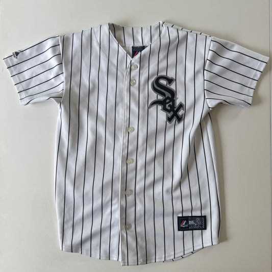 90s Kids Vintage MLB Majestic Jersey Chicago White Sox White/Black 23 Dye Button Up 11Y 12Y 13Y 14Y