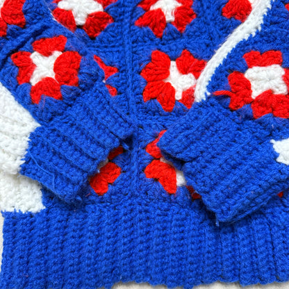 Kids Toddler Vintage Handmade Granny Square Knit Sweater / 2T 3T 4T