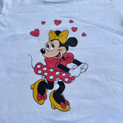 90s Kids Disney’s Minnie Mouse Print Single Stitch White 100% T-Shirt M 2Y 3Y 4Y Baby Tee Teen