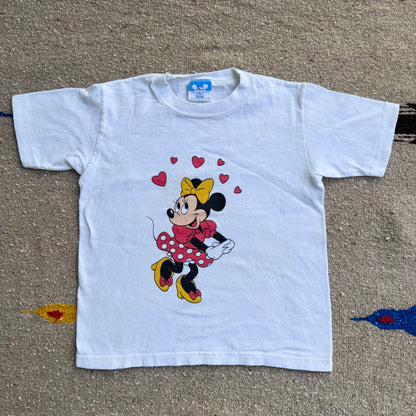 90s Kids Disney’s Minnie Mouse Print Single Stitch White 100% T-Shirt M 2Y 3Y 4Y Baby Tee Teen
