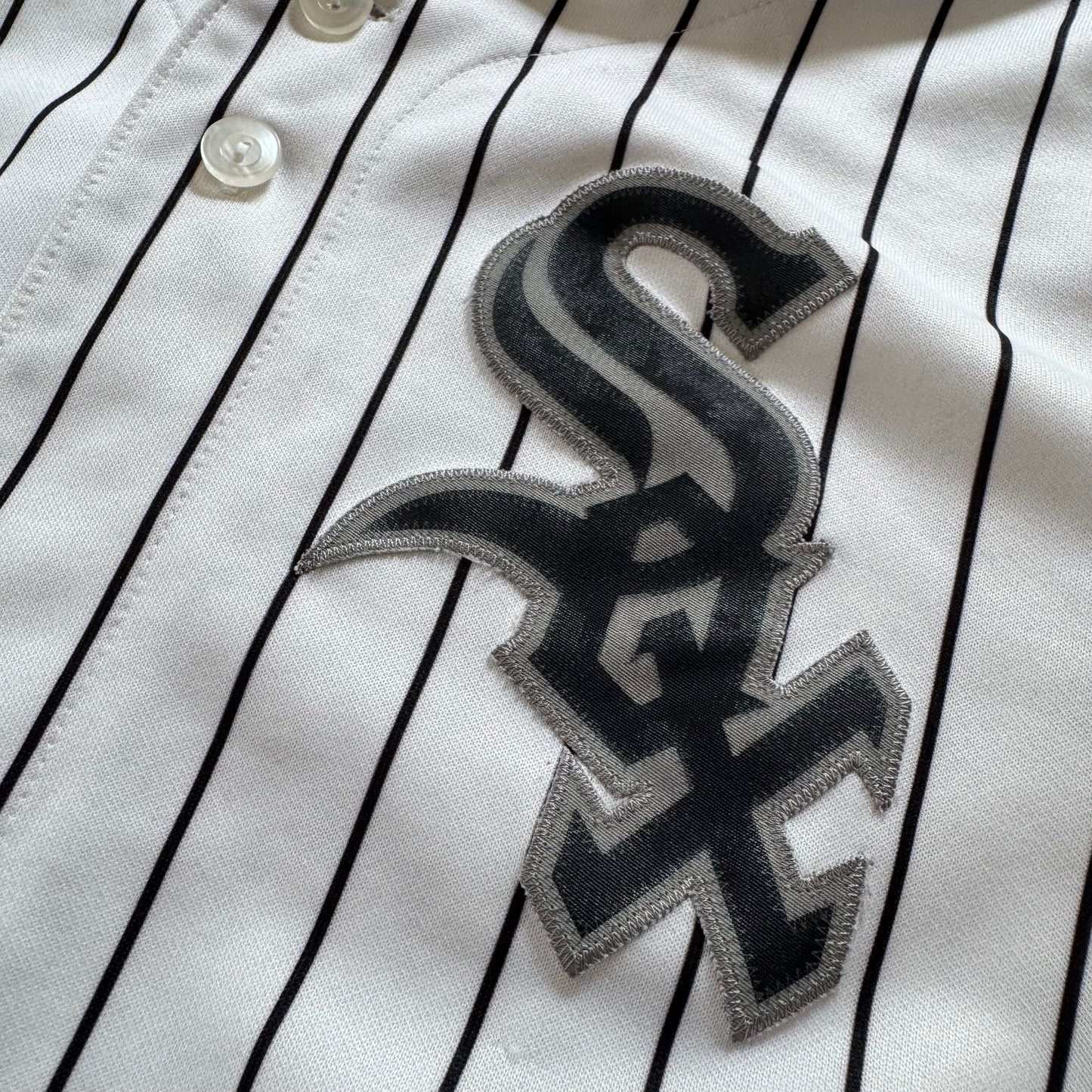 90s Kids Vintage MLB Majestic Jersey Chicago White Sox White/Black 23 Dye Button Up 11Y 12Y 13Y 14Y