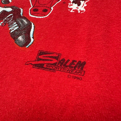 1990 Kids Vintage Michael Jordan Dunk Cartoon NBA Chicago Bulls Red Single Stitch Short Sleeve T-Shirt 14Y 16Y
