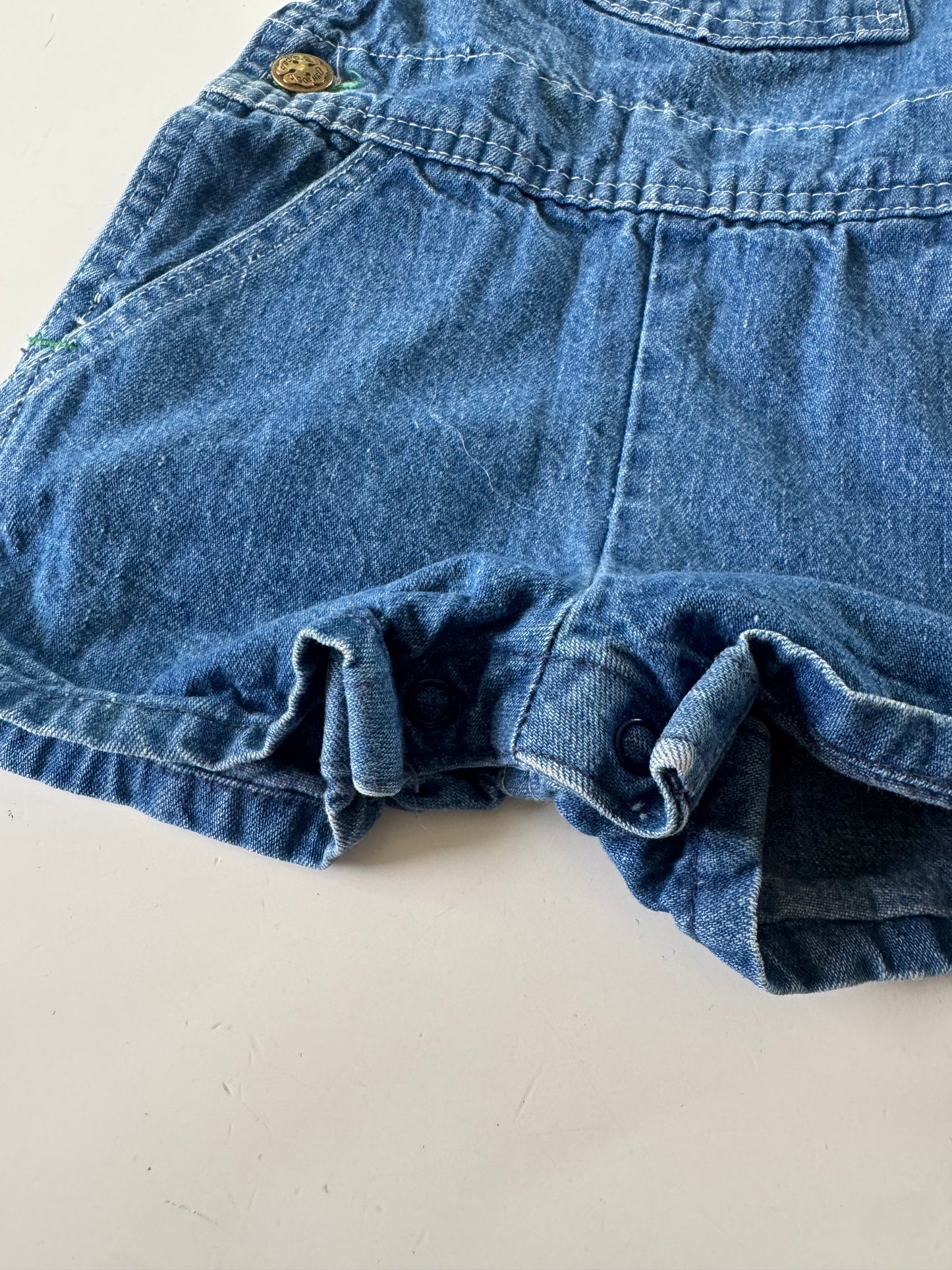 90s Kids Toddler Infant Vintage Baby B’Gosh Oshkosh Blue Denim 100% Cotton Shortalls //6m / Made in USA