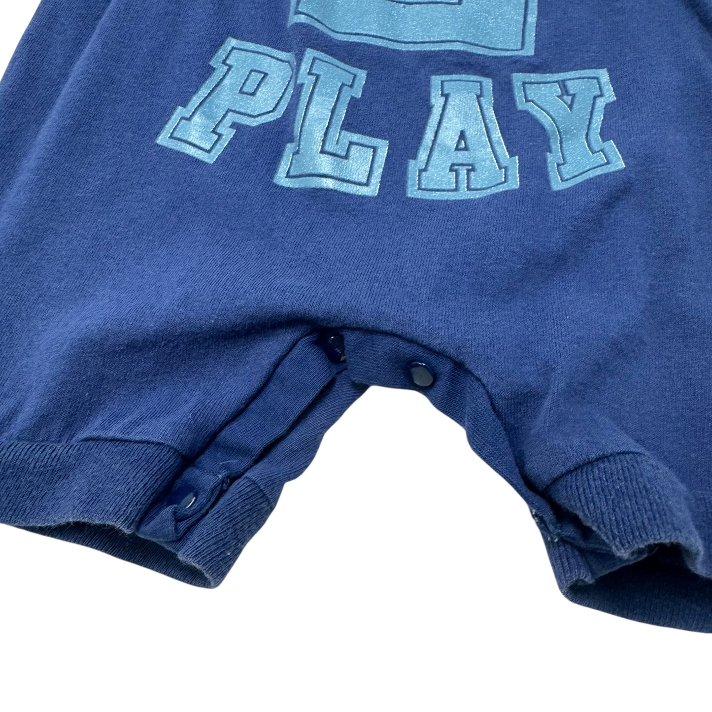90s Kids Toddler Vintage Nike 100% Cotton Blue Short Sleeve Born 2 Play Onesie Romper 24m