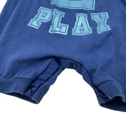 90s Kids Toddler Vintage Nike 100% Cotton Blue Short Sleeve Born 2 Play Onesie Romper 24m