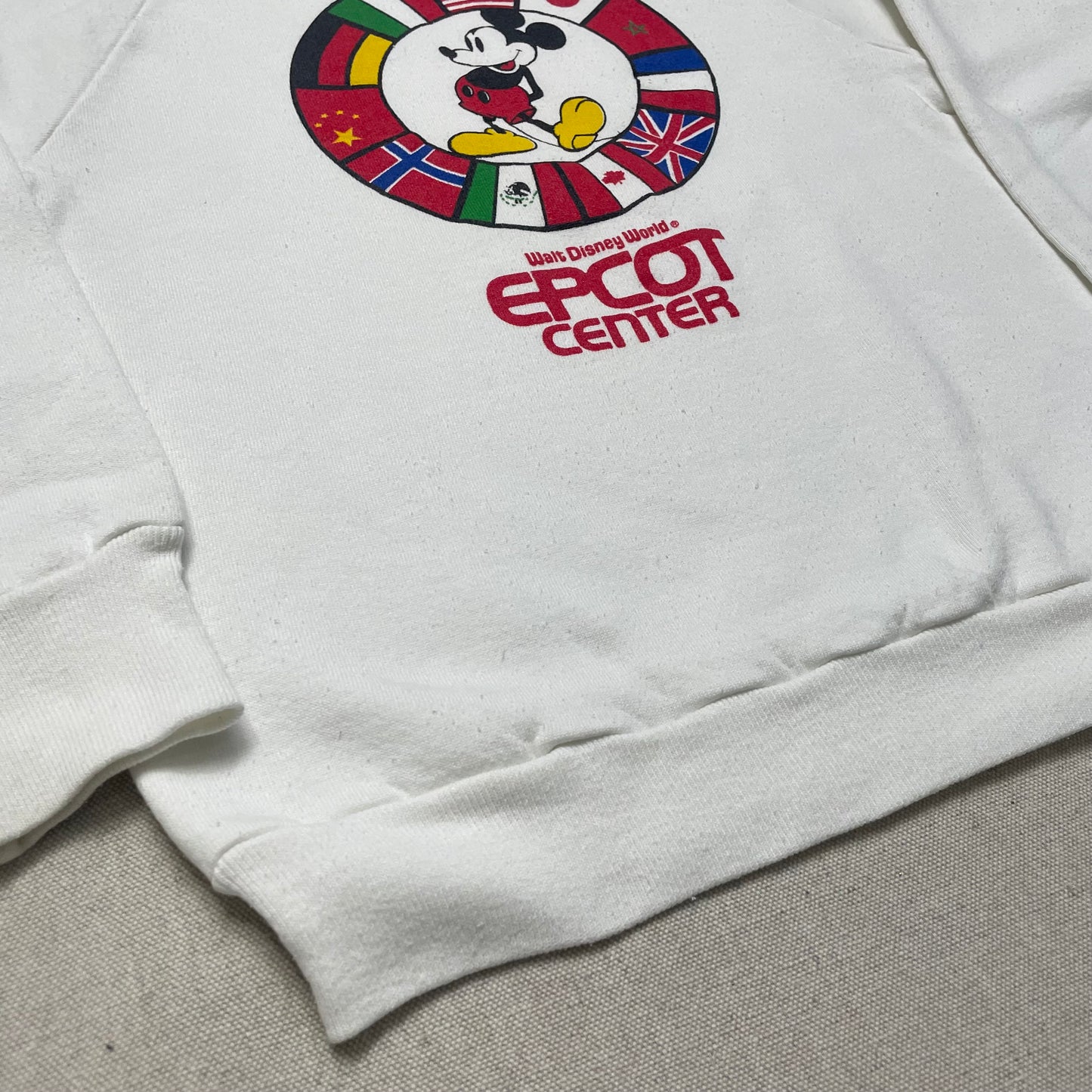 80s Kids Youth Vintage Disney Mickey Mouse Walt Disney World Epcot Center Flags Raglansleeve Sweatshirt / 10y 11y 12y 13y / Women's XS