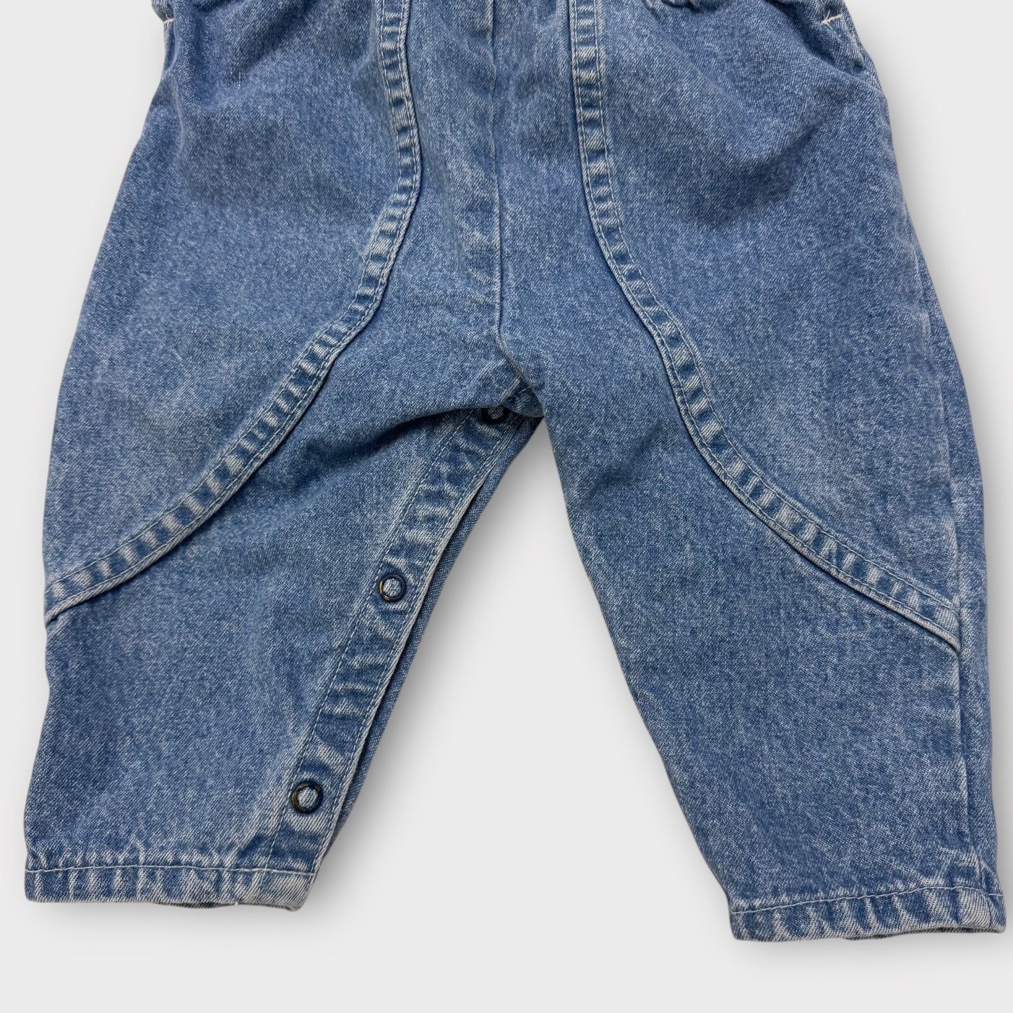 90s Baby Vintage 100% Cotton Denim Bubble Oshkosh B’Gosh Vestbak Overall 12m Pink Label