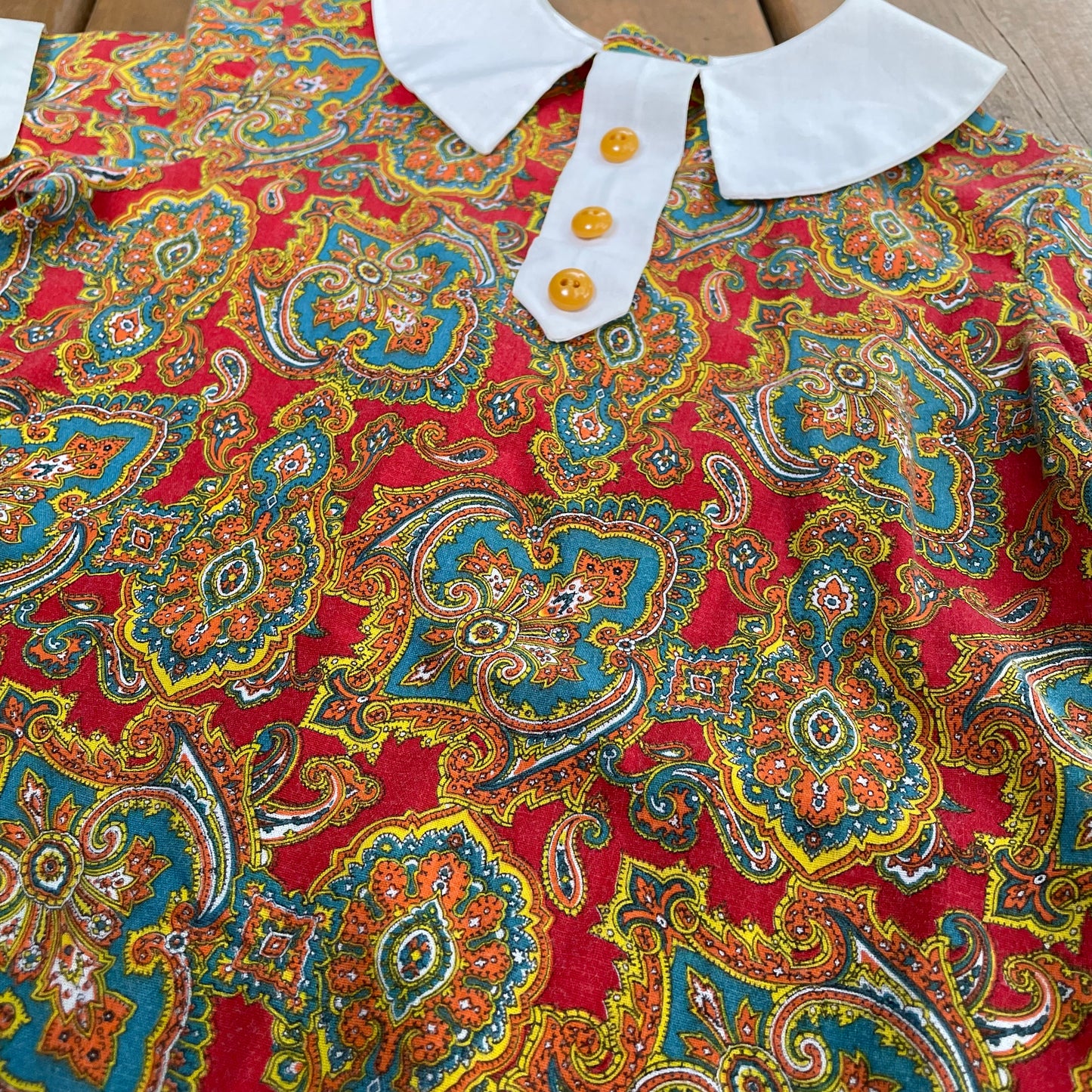 70s Kids Vintage Multi Colour  Paisley Mini Dress