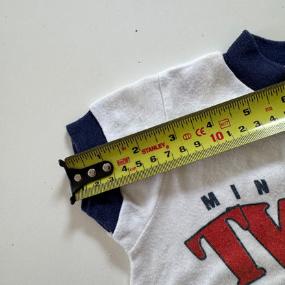 1988 Kids Baby Vintage Jog Togs Minnesota Twins MLB 50/50 White Short Sleeve T-Shirt 12m Made in USA