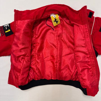 Kids Ferrari Big Back Logo Racing Red Zip Jacket With Patches XS 3Y 4Y 5Y