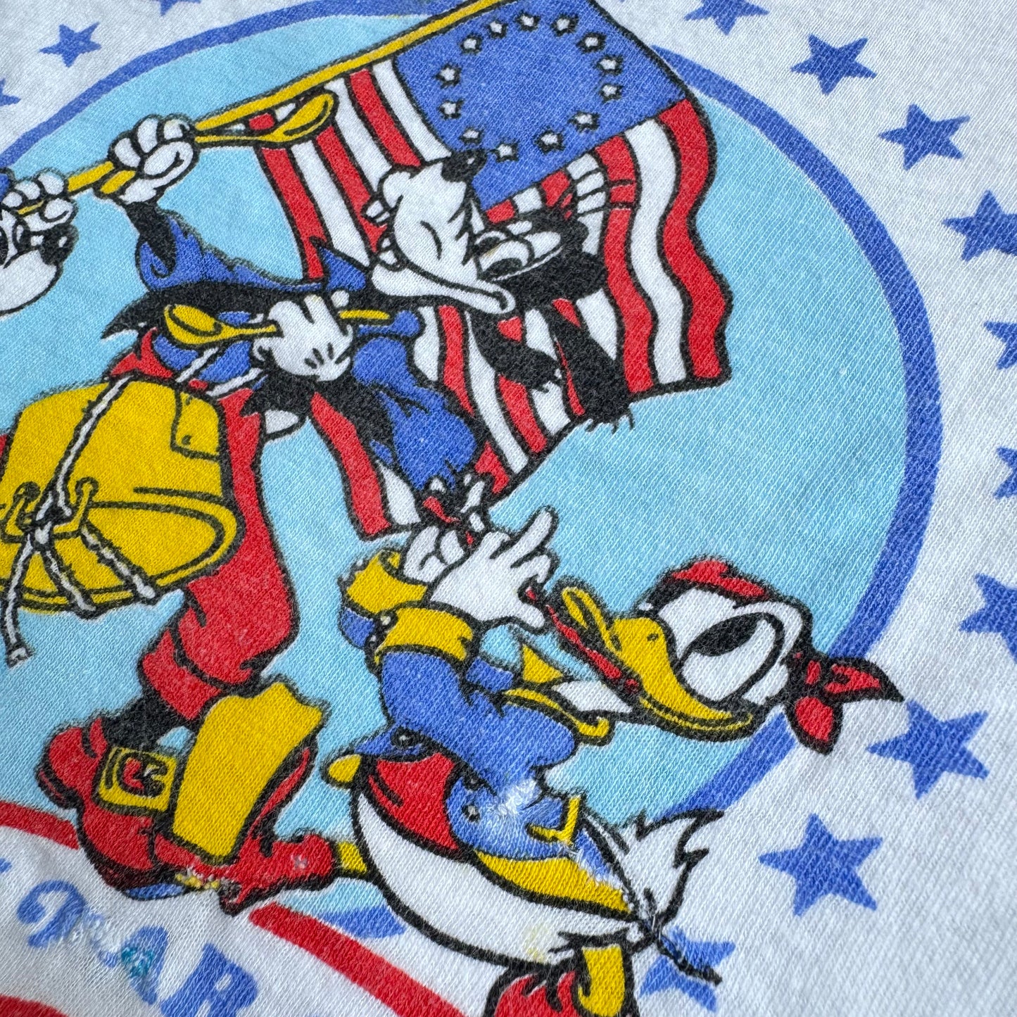 80s 90s Kids Toddler Vintage Walt Disney Mickey Goofy Donald America On Parade Single Stitch White Short Sleeve T-Shirt 3Y 4Y 5Y